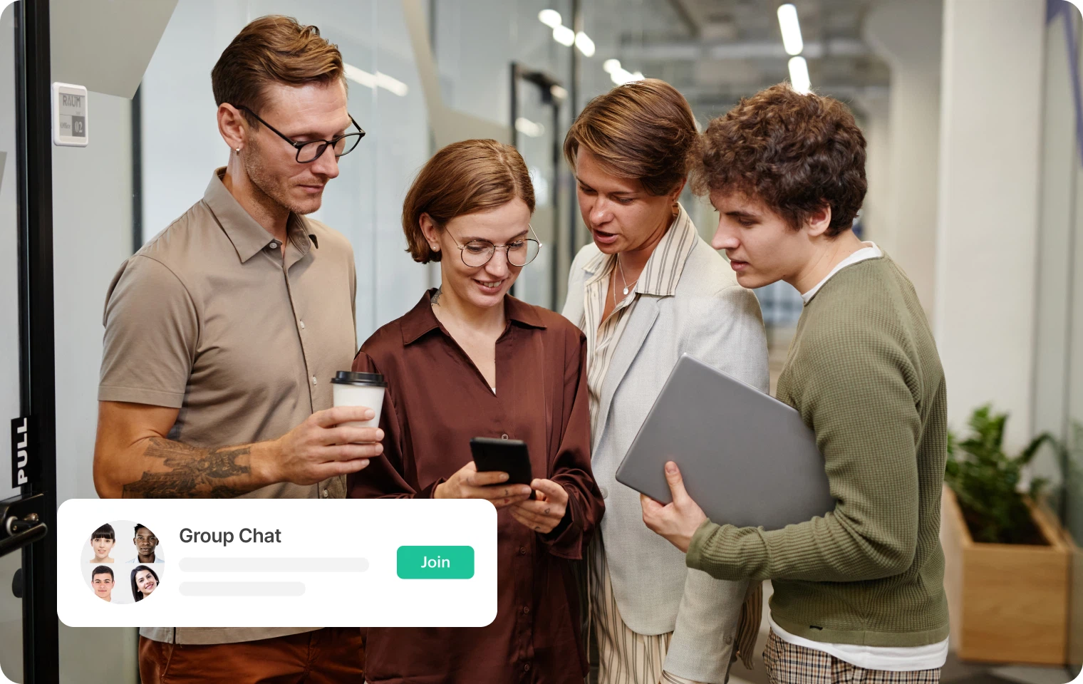 Employees joining a group chat